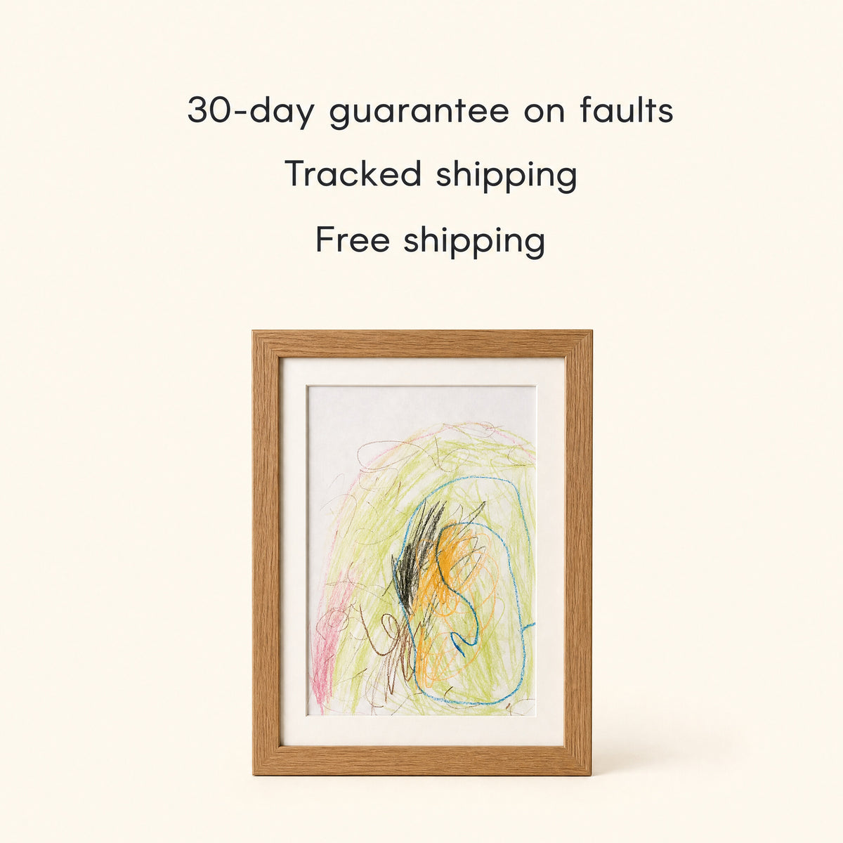30-day guarantee on faults, tracked shipping, free shipping on every order